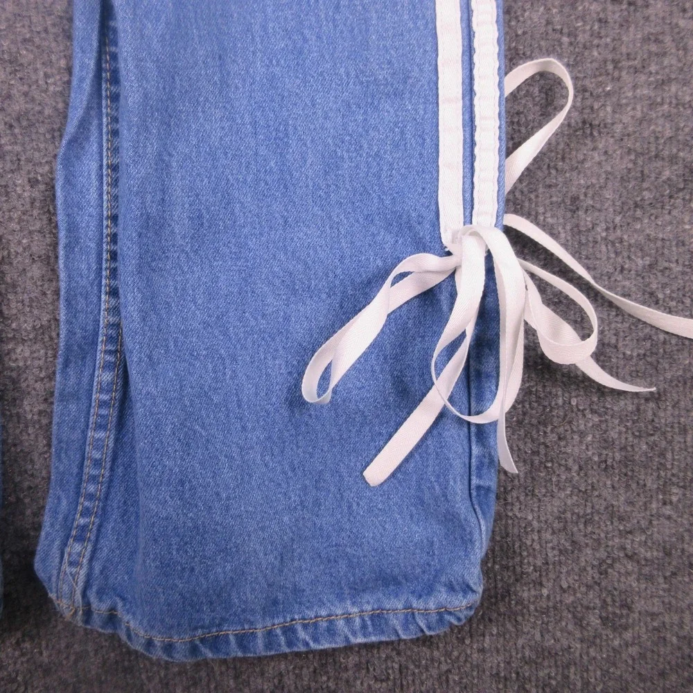 Telepatia Jeans Womens 00 Blue Side Stripe Wide Leg Bow Hem Denim 23x29 Casual